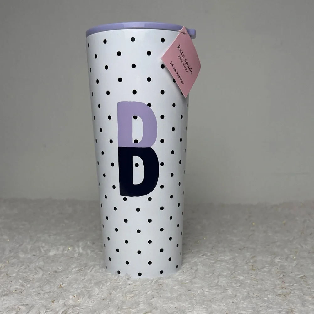 kate spade Black and White‎ Polka Dot Tumbler letter B